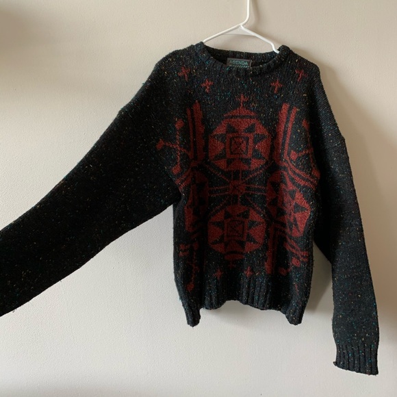 Vintage speckled black Aztec Navajo chunky sweater (bag4) - Picture 6 of 6